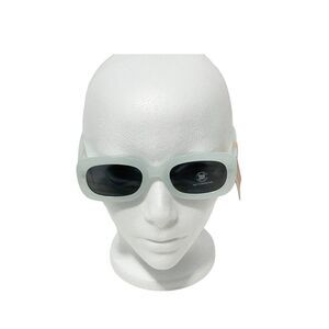 True Craft Small Rectangle Sunglasses Light‎ Blue Transparent Frame Black Lenses